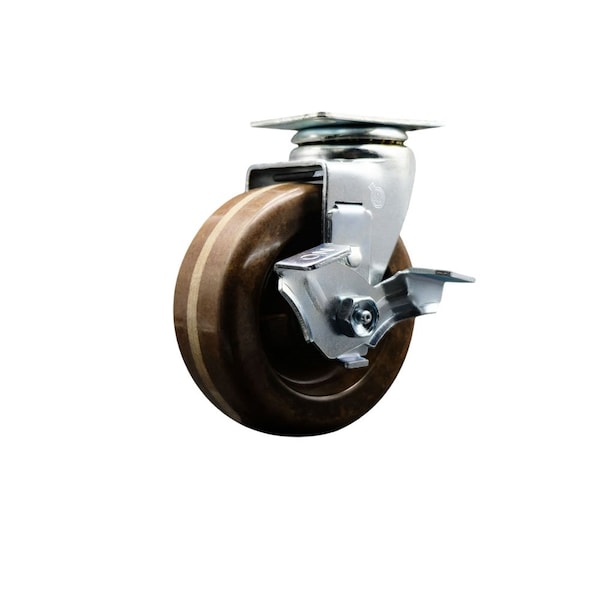 4'' High Temp Phenolic Swivel Caster with Bronze Bearing and Brake